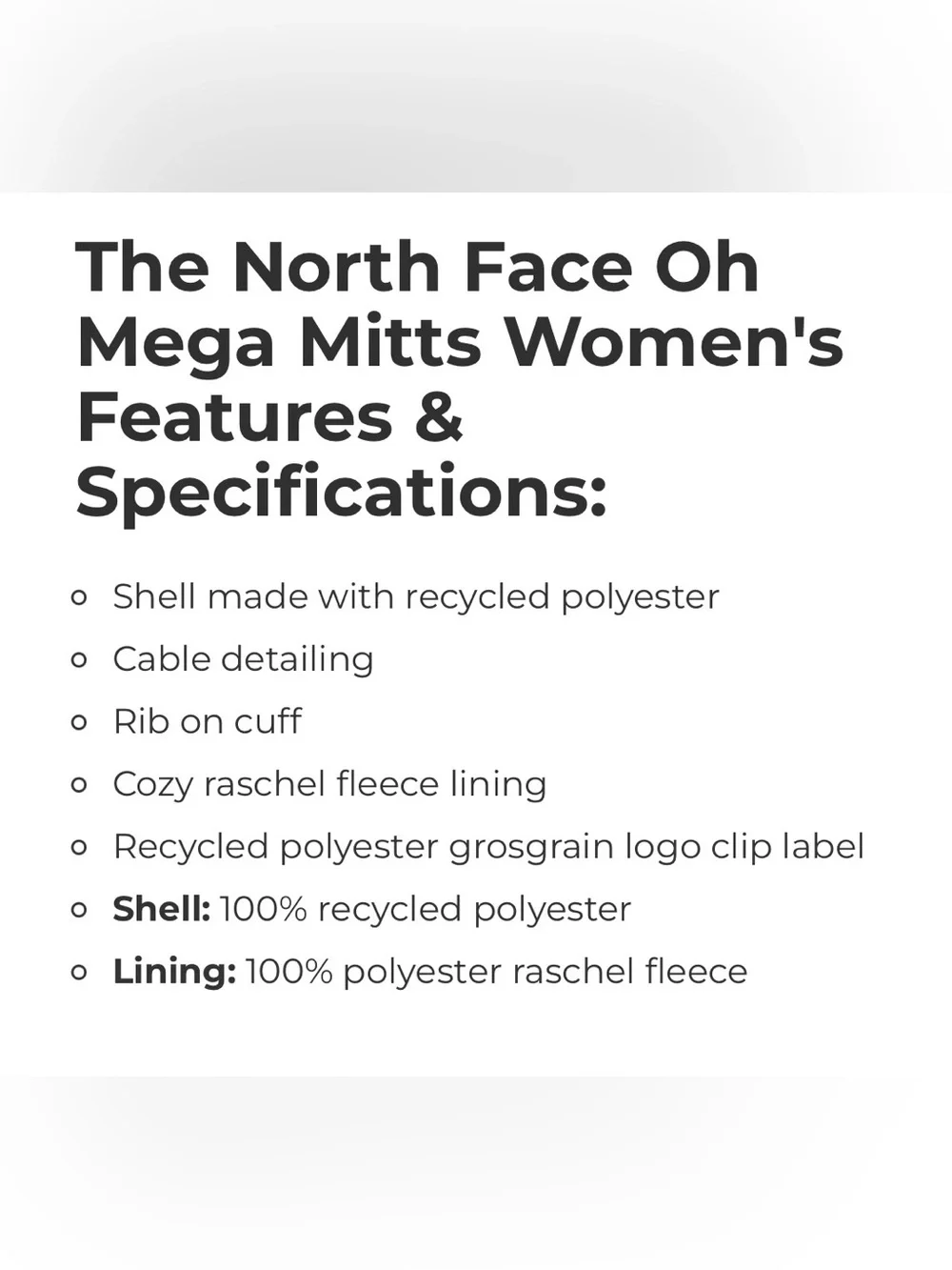 THE NORTH FACE➕NWT Oh Mega Mitt